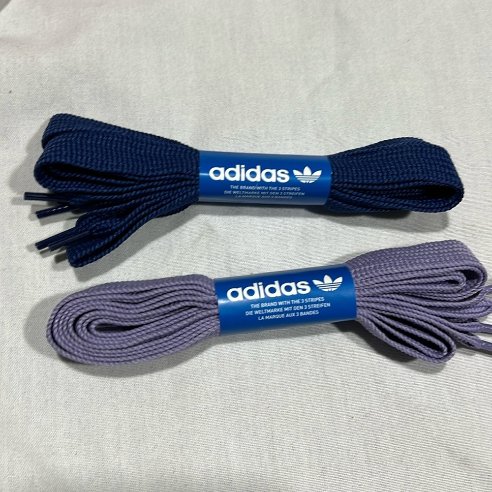 NWT - Adidas Unisex Running Shoe Laces- Brand New, 2 pairs lilac, navy blue
